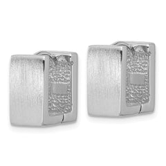 QE17929 Sterling Silver Rhodium-plated Brushed 8mm Square Hinged Hoop Earrings