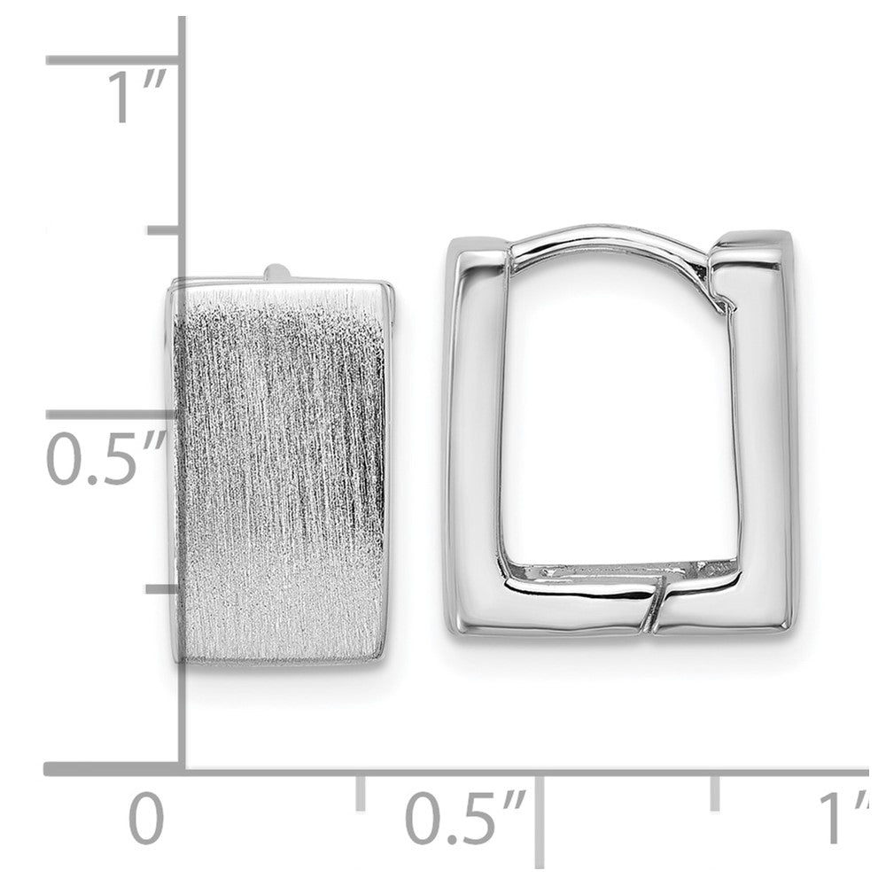 QE17929 Sterling Silver Rhodium-plated Brushed 8mm Square Hinged Hoop Earrings