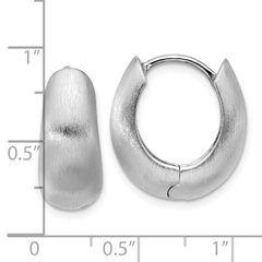 QE17933 Sterling Silver Rhodium-plated Brushed Tapered Hinged Hoop Earrings