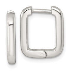 QE17940 Sterling Silver Polished 2.5mm x 12mm Rectangular Hinged Hoop Earrings