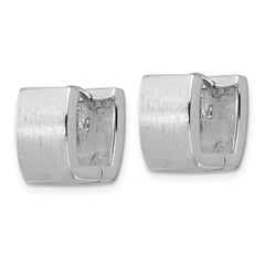 QE17941 Sterling Silver Rhodium-plated Brushed 8.5mm x 12mm Square Hinged Hoop Earrings