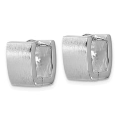 QE17941 Sterling Silver Rhodium-plated Brushed 8.5mm x 12mm Square Hinged Hoop Earrings