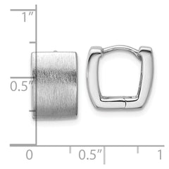 QE17941 Sterling Silver Rhodium-plated Brushed 8.5mm x 12mm Square Hinged Hoop Earrings