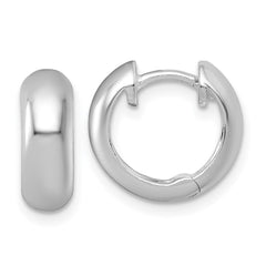 QE17943 Sterling Silver Rhodium-plated Polished 5.00 x 14mm Round Hinged Hoop Earrings