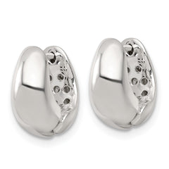 QE17946 Sterling Silver Polished Tapered Hinged Hoop Earrings