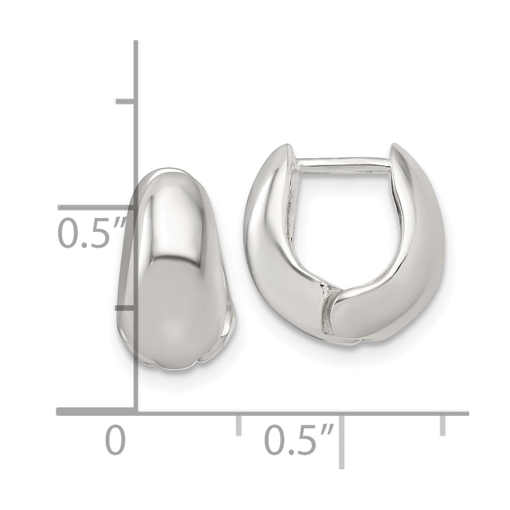 QE17946 Sterling Silver Polished Tapered Hinged Hoop Earrings