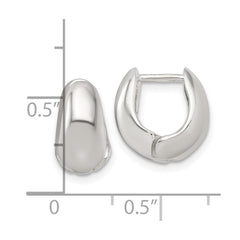 QE17946 Sterling Silver Polished Tapered Hinged Hoop Earrings