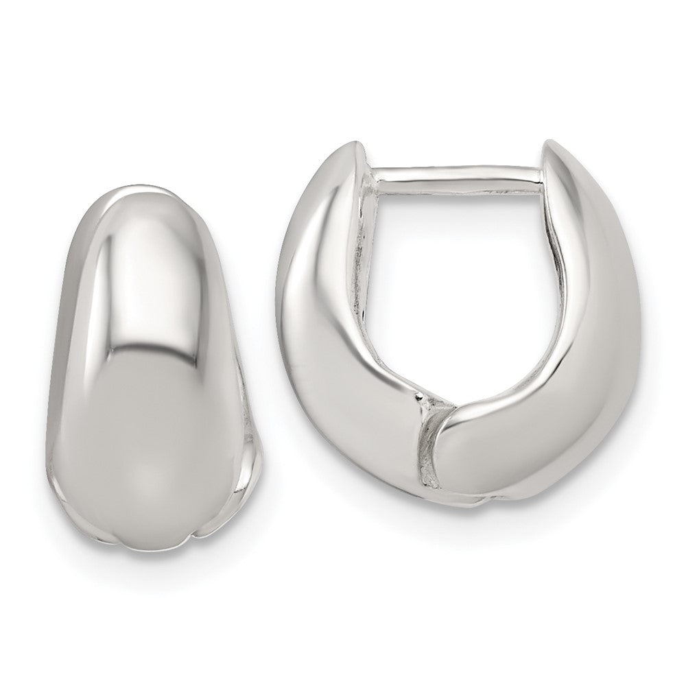 QE17946 Sterling Silver Polished Tapered Hinged Hoop Earrings