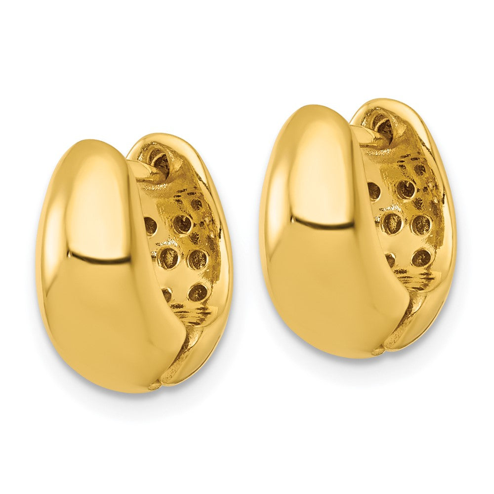 QE17946GP Sterling Silver Gold-tone Polished Tapered Hinged Hoop Earrings