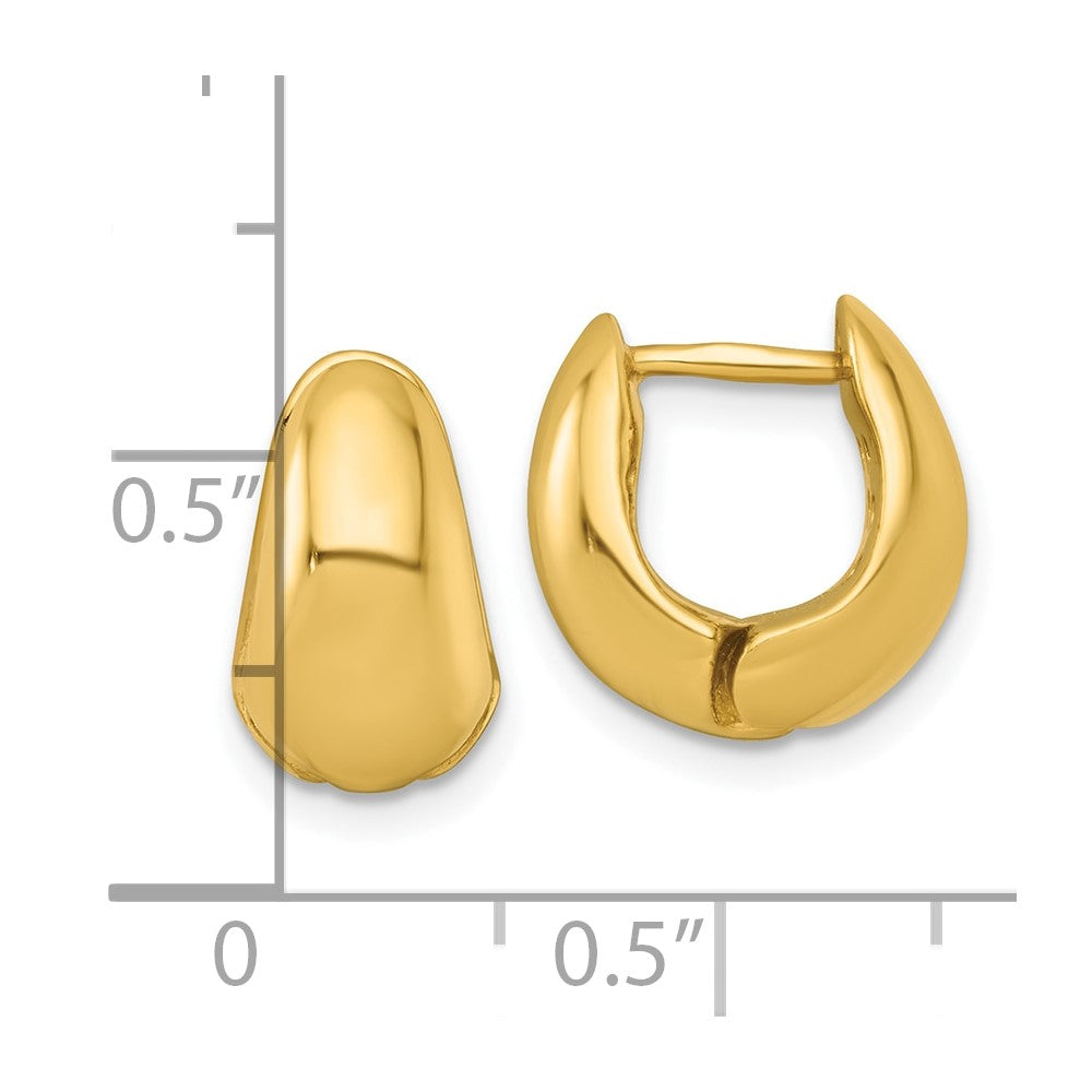 QE17946GP Sterling Silver Gold-tone Polished Tapered Hinged Hoop Earrings