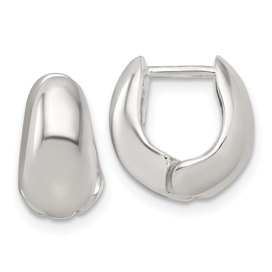 QE17946 Sterling Silver Polished Tapered Hinged Hoop Earrings