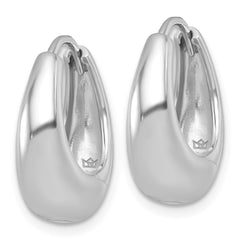 QE17947 Sterling Silver Rhodium-plated Polished Tapered Oval Hinged Hoop Earrings