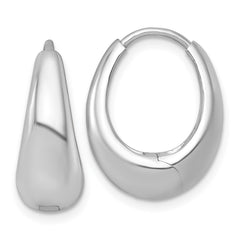 QE17947 Sterling Silver Rhodium-plated Polished Tapered Oval Hinged Hoop Earrings