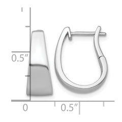 QE17948 Sterling Silver Rhodium-plated Polished Tapered Hinged Hoop Earrings