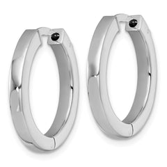 QE17958 Sterling Silver Rhodium-plated Polished 3x23mm Hinged Square Tube Hoop Earrings