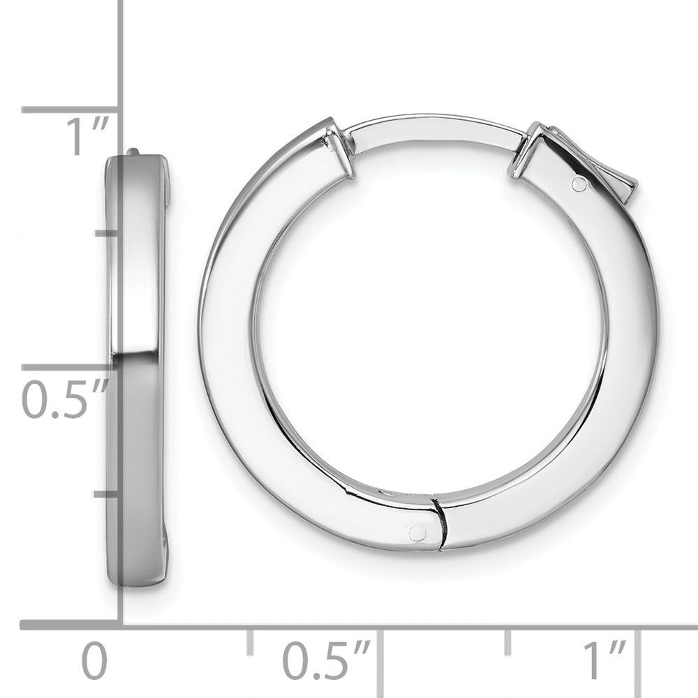 QE17958 Sterling Silver Rhodium-plated Polished 3x23mm Hinged Square Tube Hoop Earrings