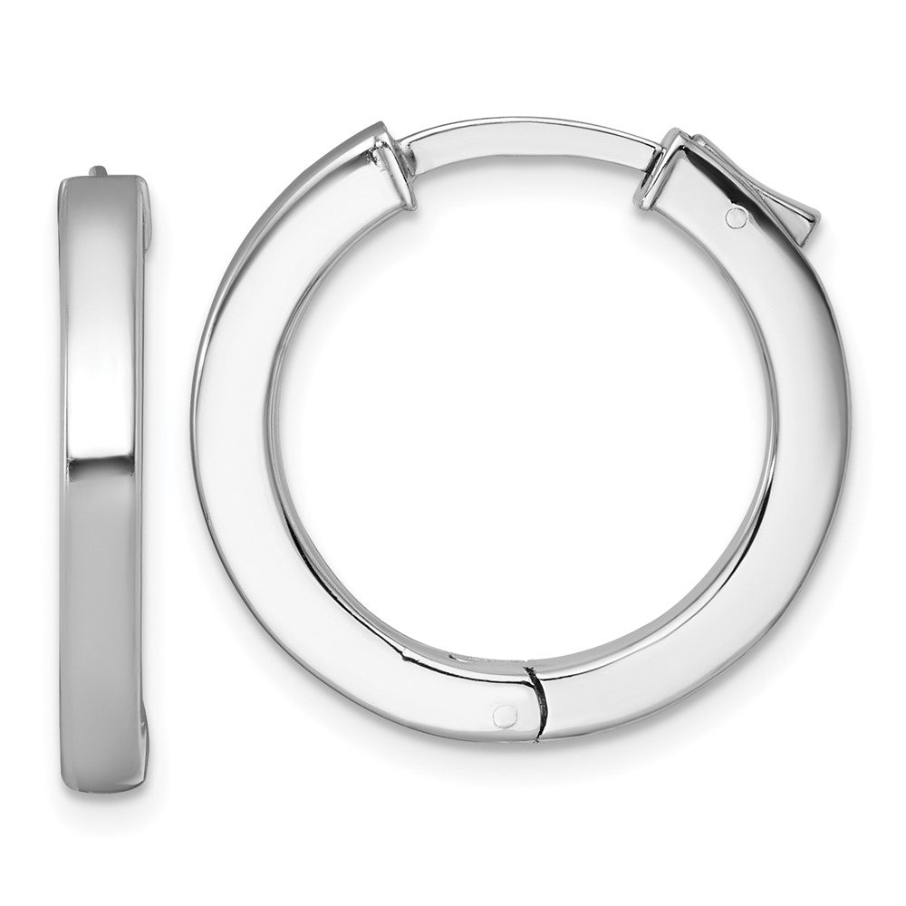 QE17958 Sterling Silver Rhodium-plated Polished 3x23mm Hinged Square Tube Hoop Earrings