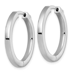 QE17960 Sterling Silver Rhodium-plated Polished 3x28mm Hinged Square Tube Hoop Earrings