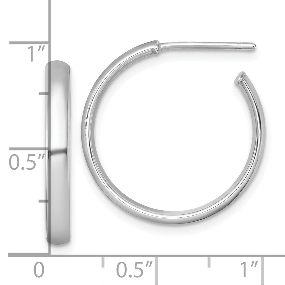 QE17963 Sterling Silver Rhodium-plated Polished 3.00 x 23mm C-Hoop Post Earrings