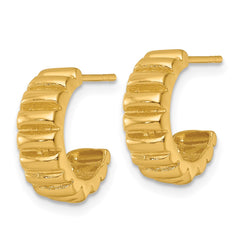 QE17980GP Sterling Silver Gold-tone Polished Scalloped C-Hoop Post Earrings