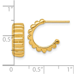 QE17980GP Sterling Silver Gold-tone Polished Scalloped C-Hoop Post Earrings