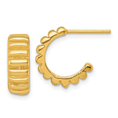 QE17980GP Sterling Silver Gold-tone Polished Scalloped C-Hoop Post Earrings