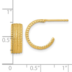 QE17982GP Sterling Silver Gold-tone Polished And Textured C-Hoop Post Earrings