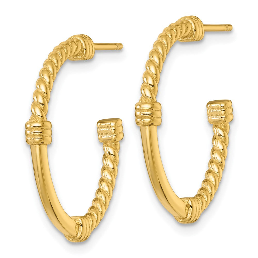 QE17984GP Sterling Silver Gold-tone Polished and Twisted 24.0mm Post C-Hoop Earrings