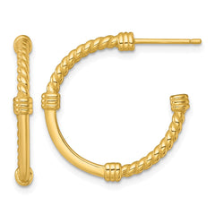 QE17984GP Sterling Silver Gold-tone Polished and Twisted 24.0mm Post C-Hoop Earrings
