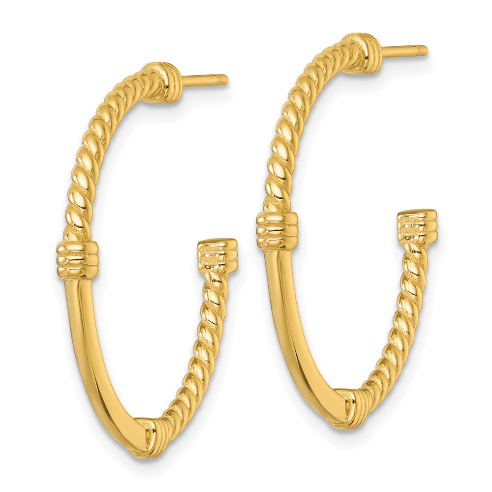 QE17985GP Sterling Silver Gold-tone Polished and Twisted 30.0mm Post C-Hoop Earrings