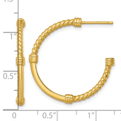 QE17985GP Sterling Silver Gold-tone Polished and Twisted 30.0mm Post C-Hoop Earrings