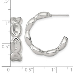 QE17999 Sterling Silver Polished 7.0mm Puffed Mariner/Anchor Link Post C-Hoop Earrings