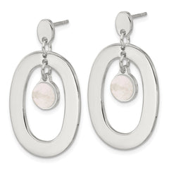 QE18007 Sterling Silver Open Oval with Mother of Pearl Dangle Post Earrings