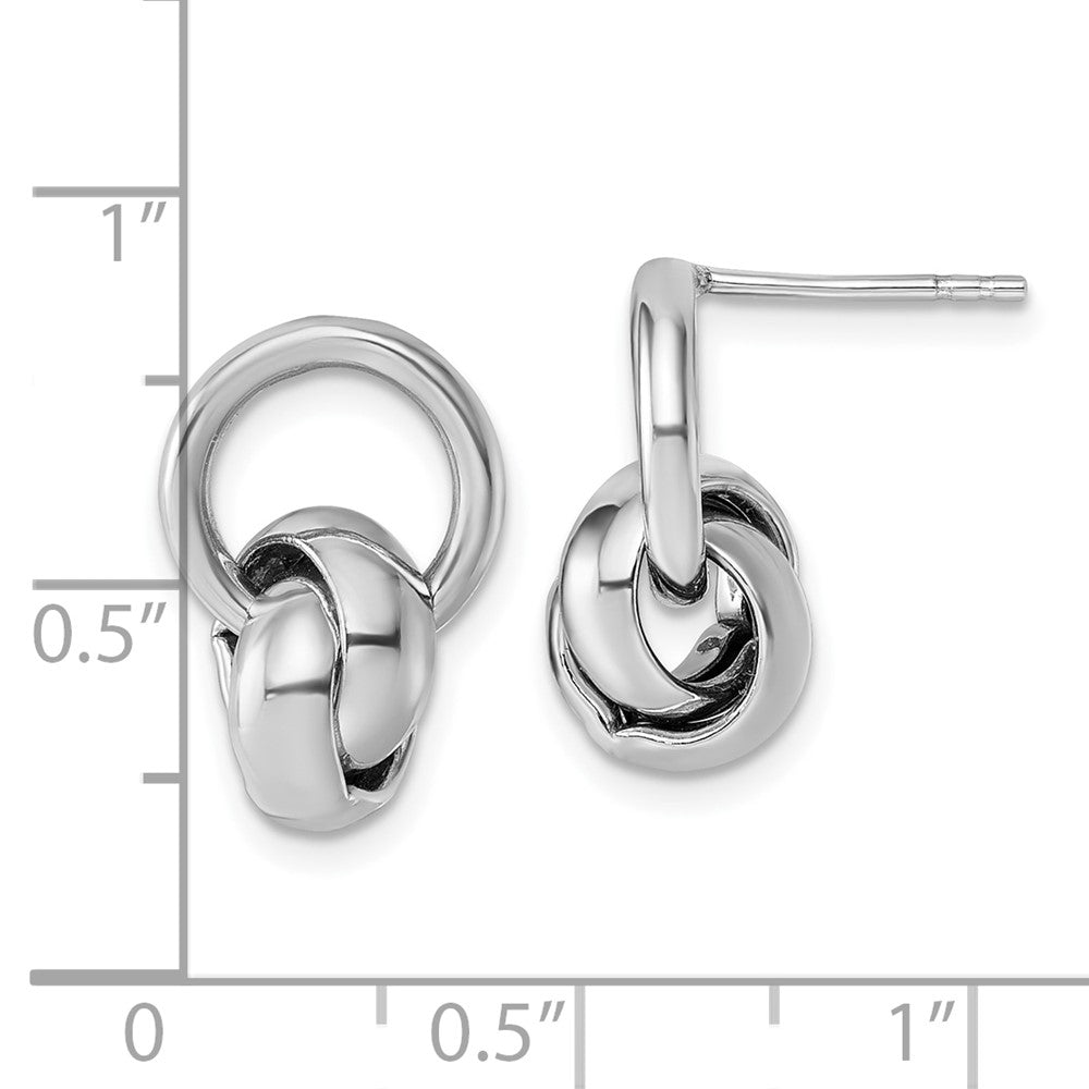 QE18013 Sterling Silver Rhodium-plated Polished Love Knot Dangle Post Earrings