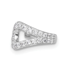 QE18028 Sterling Silver Rhodium-plated Polished CZ Single Ear Cuff