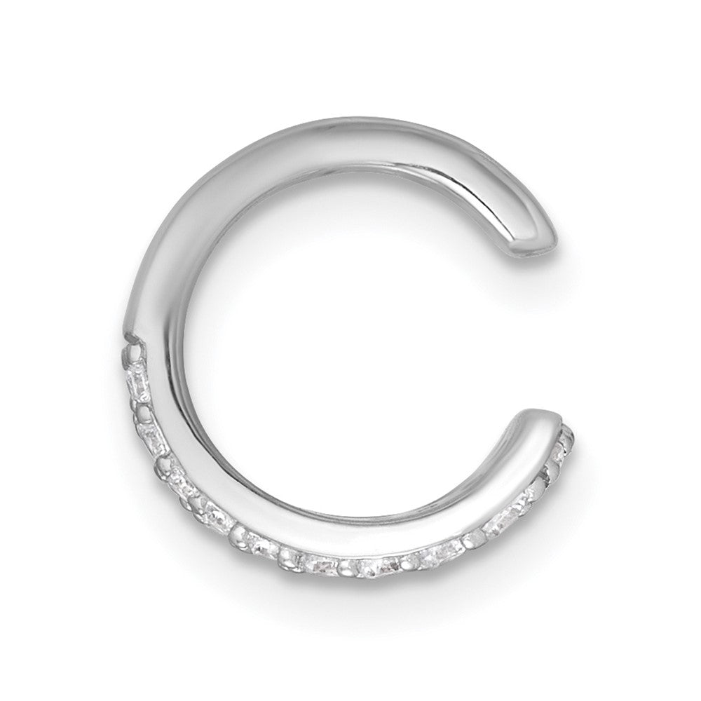 QE18028 Sterling Silver Rhodium-plated Polished CZ Single Ear Cuff