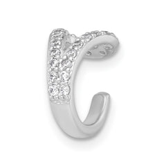 QE18028 Sterling Silver Rhodium-plated Polished CZ Single Ear Cuff