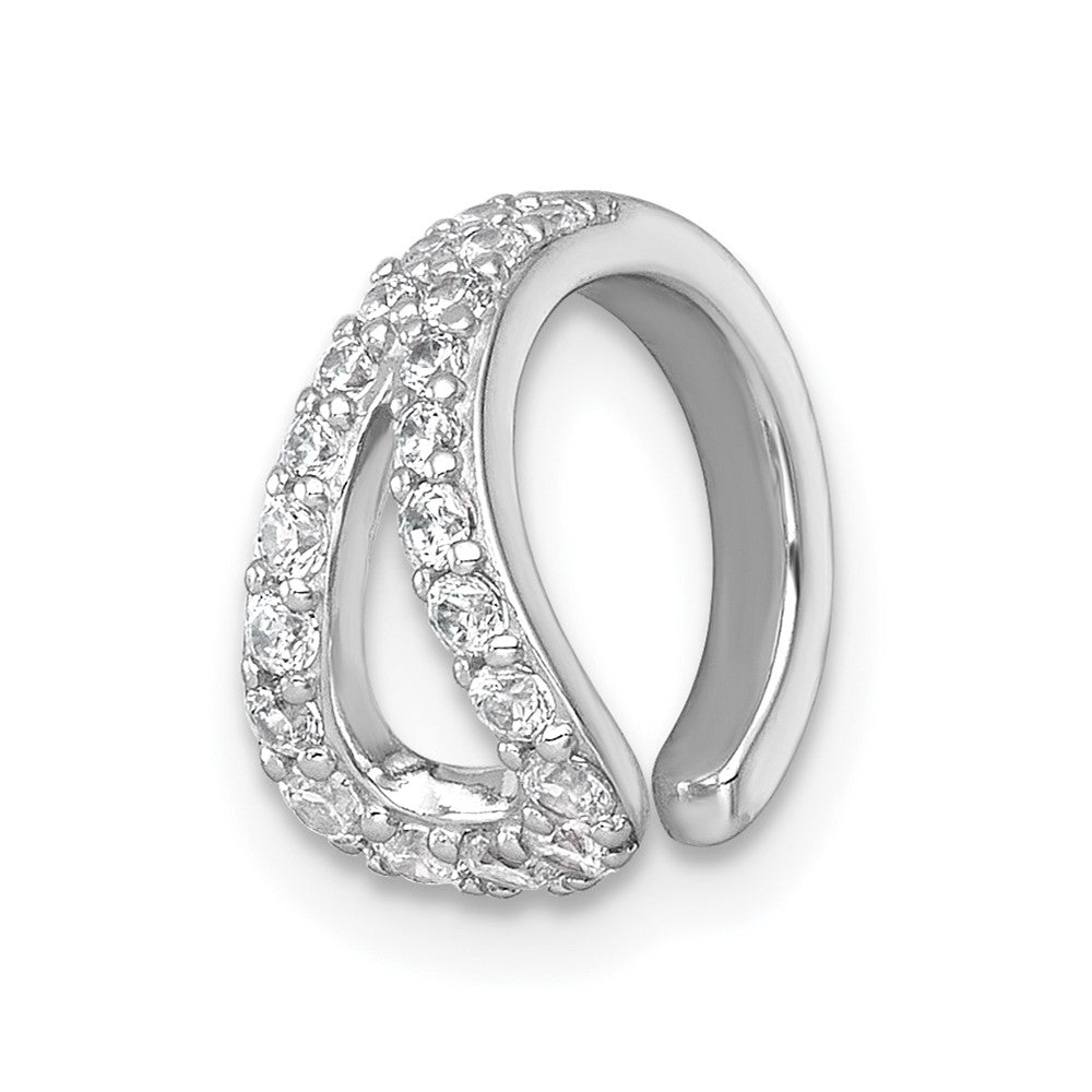 QE18028 Sterling Silver Rhodium-plated Polished CZ Single Ear Cuff