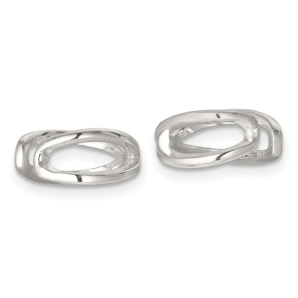 QE18029 Sterling Silver Polished -X- Criss Cross Pair of Ear Cuffs