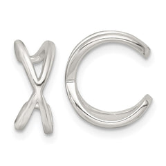 QE18029 Sterling Silver Polished -X- Criss Cross Pair of Ear Cuffs