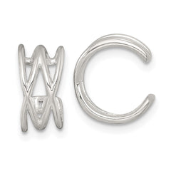 QE18030 Sterling Silver Polished Double Criss Cross Pair of Ear Cuffs