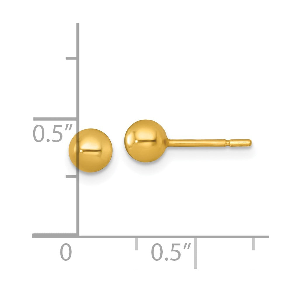 QE18034GP Sterling Silver Gold-tone Polished 4.75mm Ball Post Earrings