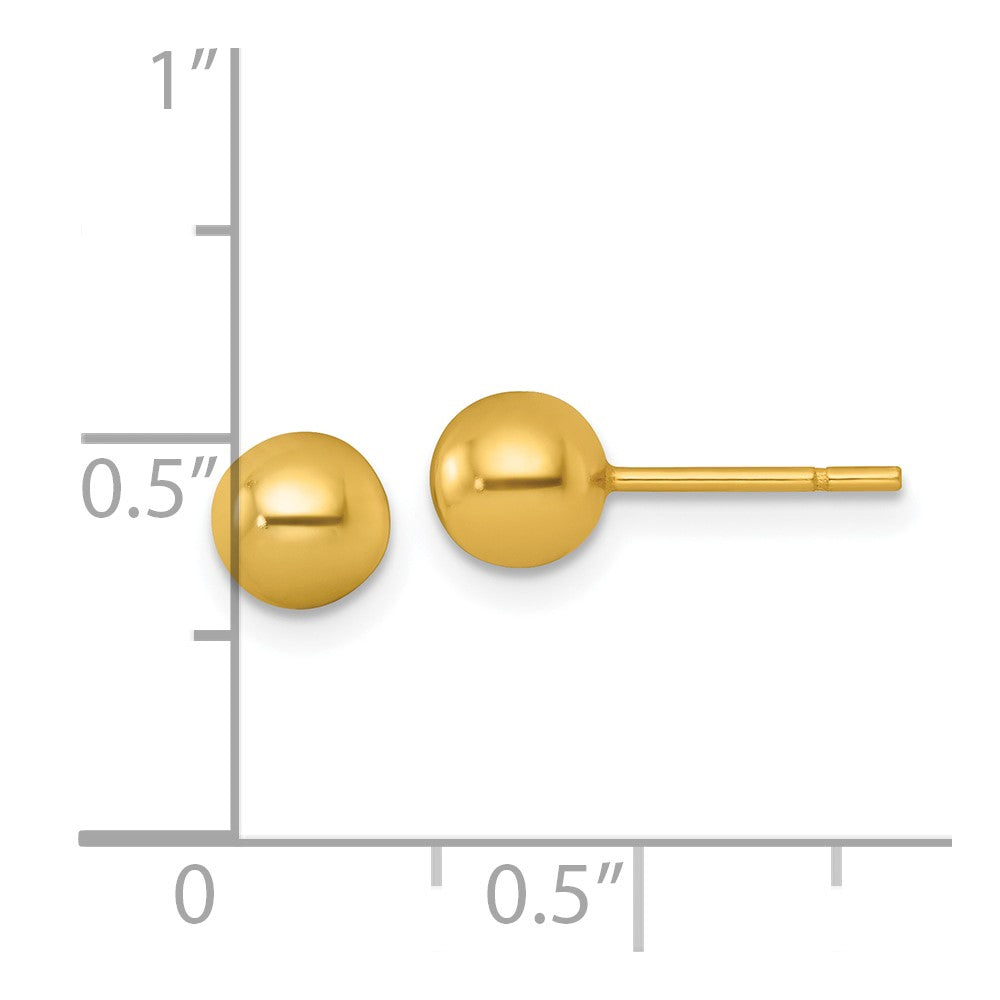 QE18035GP Sterling Silver Gold-tone Polished 5.75mm Ball Post Earrings