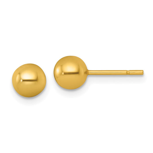QE18035GP Sterling Silver Gold-tone Polished 5.75mm Ball Post Earrings