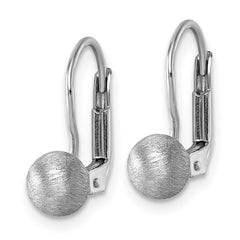 QE18038 Sterling Silver Rhodium-plated Scratch Finish 5.00mm Ball Leverback Earrings