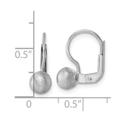 QE18038 Sterling Silver Rhodium-plated Scratch Finish 5.00mm Ball Leverback Earrings