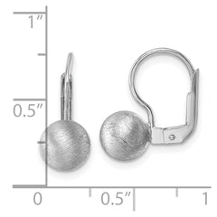 QE18039 Sterling Silver Rhodium-plated Scratch Finish 7.00mm Ball Leverback Earrings