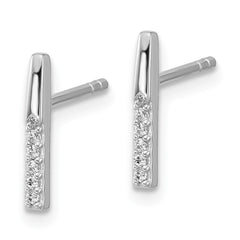 QE18051 Sterling Silver Rhodium-plated CZ Polished Bar Post Earrings