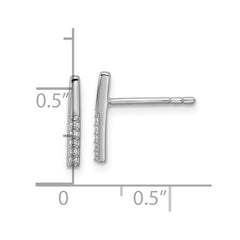QE18051 Sterling Silver Rhodium-plated CZ Polished Bar Post Earrings
