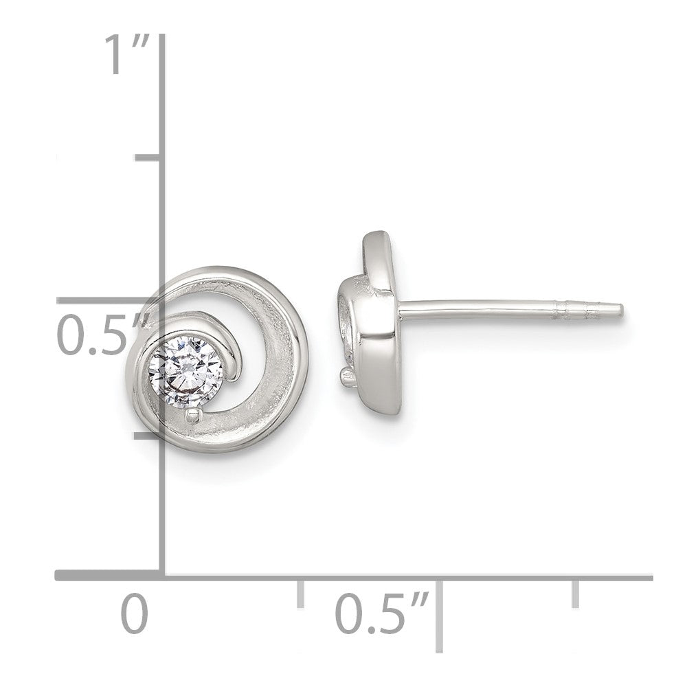 QE18053 Sterling Silver Polished CZ in Circle Post Earrings